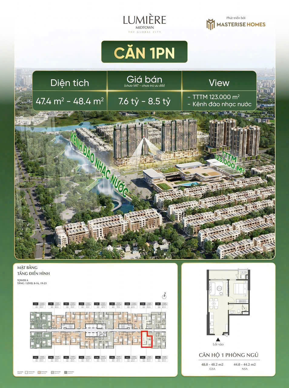 Căn hộ 1PN LUMIÈRE Midtown